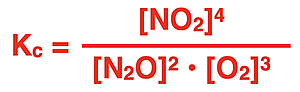 Equilibrium constant equation for a given reaction.