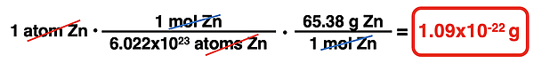 Example – determining the mass of 1 atom of zinc.