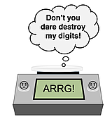Cartoon: an angry scale balance exclaiming 
