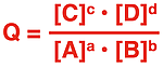 Format of reaction quotient for a homogenous, aqueous-phase reaction system.