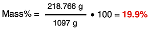 Example calculation of the percent mass of a solute from the mass of the solute and the mass of the solution.