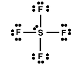 Lewis electron dot diagram for SF4.