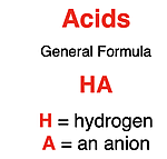 General formula of an acid is HA where A is an anion.