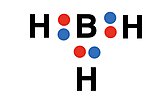 Lewis dot diagram depicting electron sharing in BH3.
