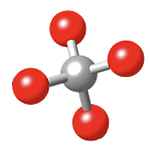 Ball-and-stick model of the repeating unit in quartz.