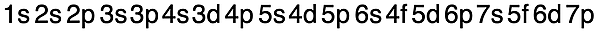 Ordering of atomic orbtials by energy from 1s to 7p.
