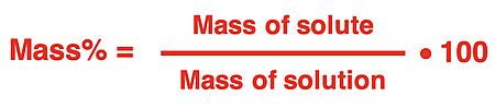 Equation for calculating the mass percent from the mass of solute and the mass of solution.