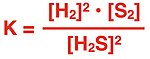 Equilibrium constant equation for a given reaction.