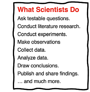 A listing of typical activities of a scientist