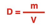 Formula for density in symbol format.