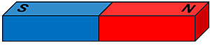 A red and blue rectangular magnet