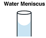 Diagram showing the meniscus formed by water when in a relatively narrow column.