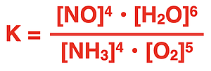 Equilibrium constant equation for a given reaction.