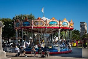 A carousel at an amusement park