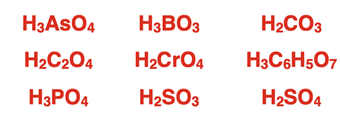 Formulae of several polyprotic acids.