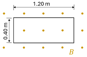 A rectangular wire 1.2 meters wide by 0.4 meters tall in an increasing magnetic field that is going out of the page, increasing from 0.1 tesla to 0.4 tesla over 0.2 seconds.