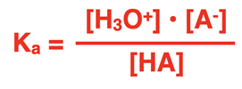 Acid dissociation constant equation for a generic acid HA.