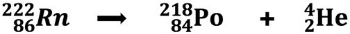 Nuclear equation for the alpha decay of radon-222.