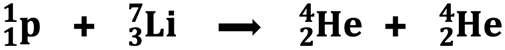 Nuclear equation for the bombardment of lithium-7 with a proton.