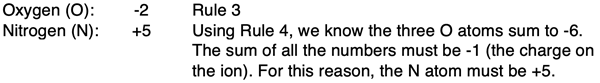 A walk-through of how to assign oxidation numbers to the elements in NO3- (nitrate ion).